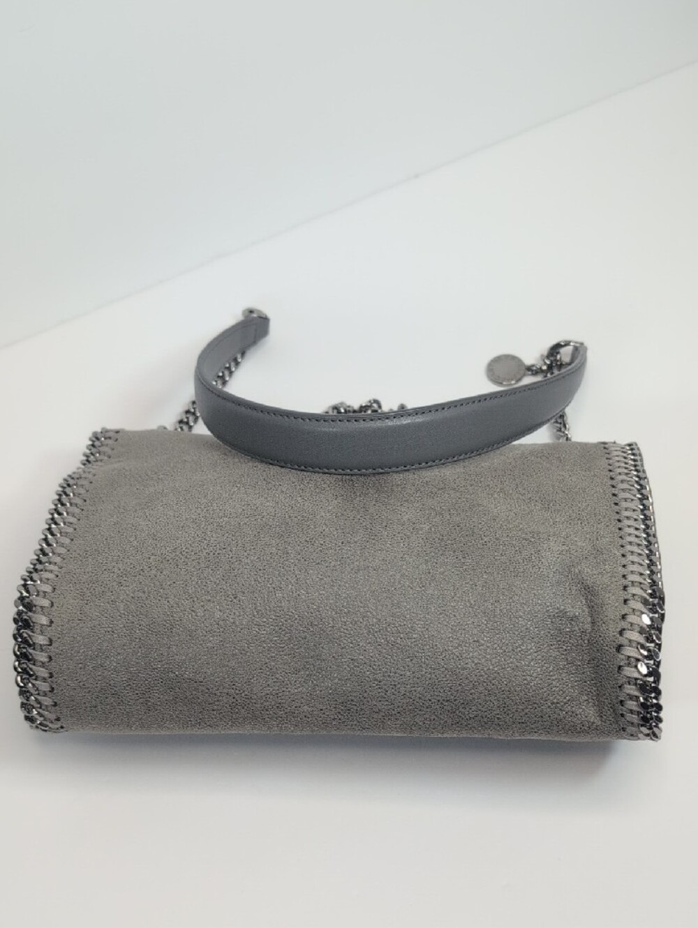 Stella McCartney Grey Faux Leather Falabella Flap Shoulder Bag - Picture 5 of 11